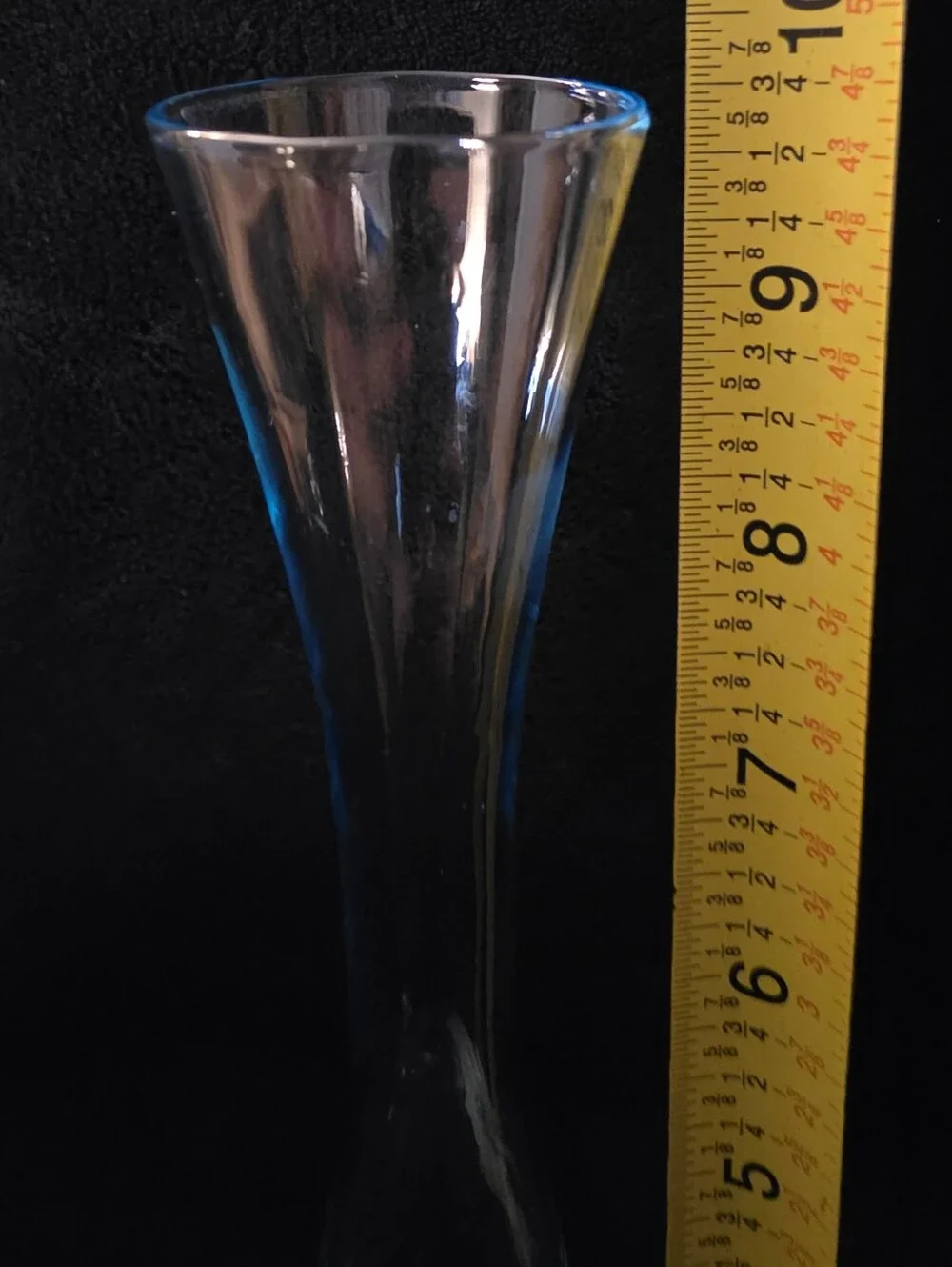 Vintage Italian Art Glass Bud Vase Aqua Blue Danish Design Twisted Stem 9.75